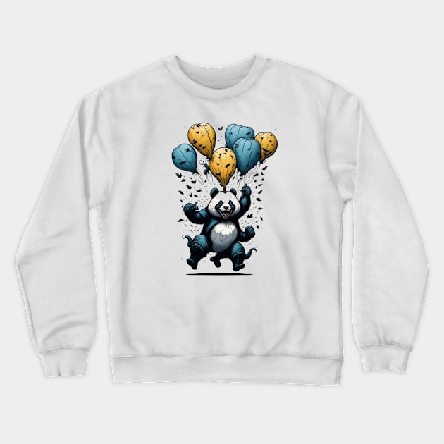 happy panda with baloons Crewneck Sweatshirt by samsamteez